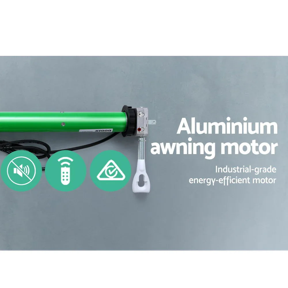 Instahut Retractable Folding Arm Awning Motorised Sunshade 4Mx3M Pearl Grey - Mekamart Australia