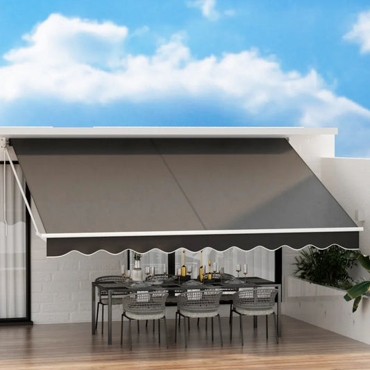 Instahut Retractable Folding Arm Awning Motorised Sunshade 4.5Mx3M Grey - Mekamart Australia
