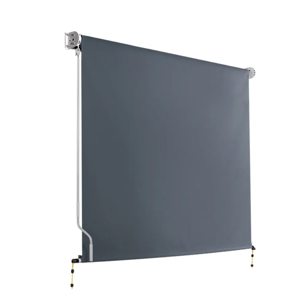 Instahut 1.8X2.5M Outdoor Blinds Awning Roll Down Canopy Retractable Outdoor Blinds Window Shade Grey - Mekamart Australia
