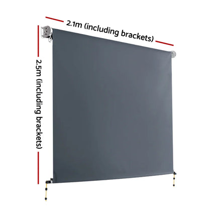 Instahut 2.1X2.5M Outdoor Blinds Awning Roll Down Canopy Retractable Outdoor Blinds Window Shade Grey - Mekamart Australia