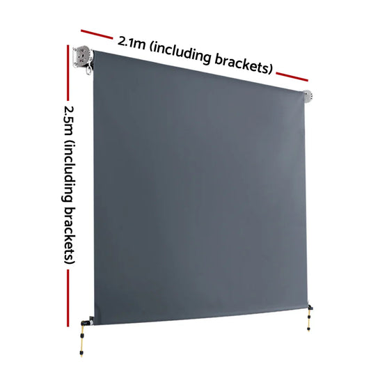 Instahut 2.1X2.5M Outdoor Blinds Awning Roll Down Canopy Retractable Outdoor Blinds Window Shade Grey - Mekamart Australia