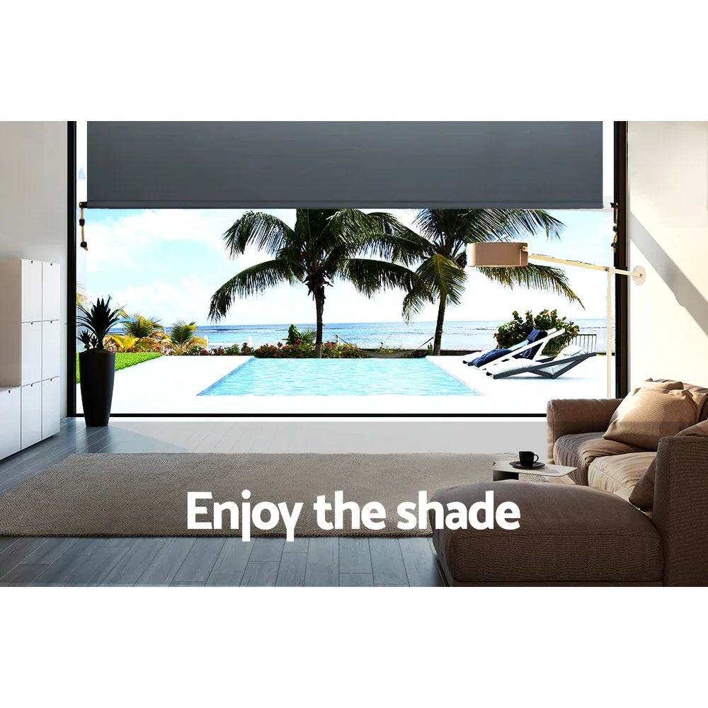 Instahut 3X2.5M Outdoor Blinds Awning Roll Down Canopy Retractable Outdoor Blinds Window Shade Grey - Mekamart Australia
