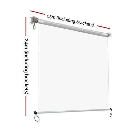 Instahut 1.5X2.4M Outdoor Blinds Clear Roll Down Awning Retractable Outdoor Blinds Water Wind Proof Transparent - Mekamart Australia