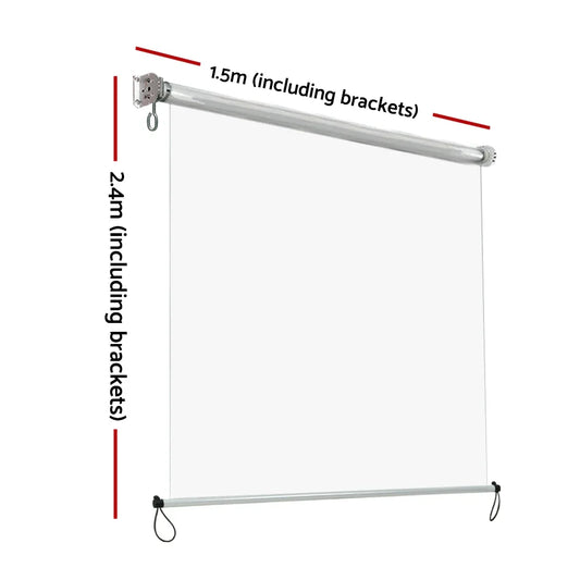 Instahut 1.5X2.4M Outdoor Blinds Clear Roll Down Awning Retractable Outdoor Blinds Water Wind Proof Transparent - Mekamart Australia