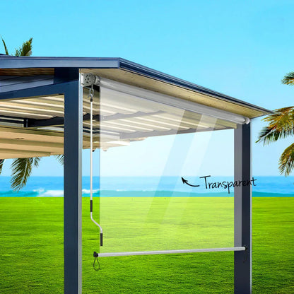 Instahut 1.5X2.4M Outdoor Blinds Clear Roll Down Awning Retractable Outdoor Blinds Water Wind Proof Transparent - Mekamart Australia