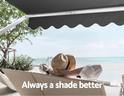 Instahut Window Fixed Pivot Arm Awning Patio Outdoor Blinds Retractable 2.8X2.1M - Mekamart Australia