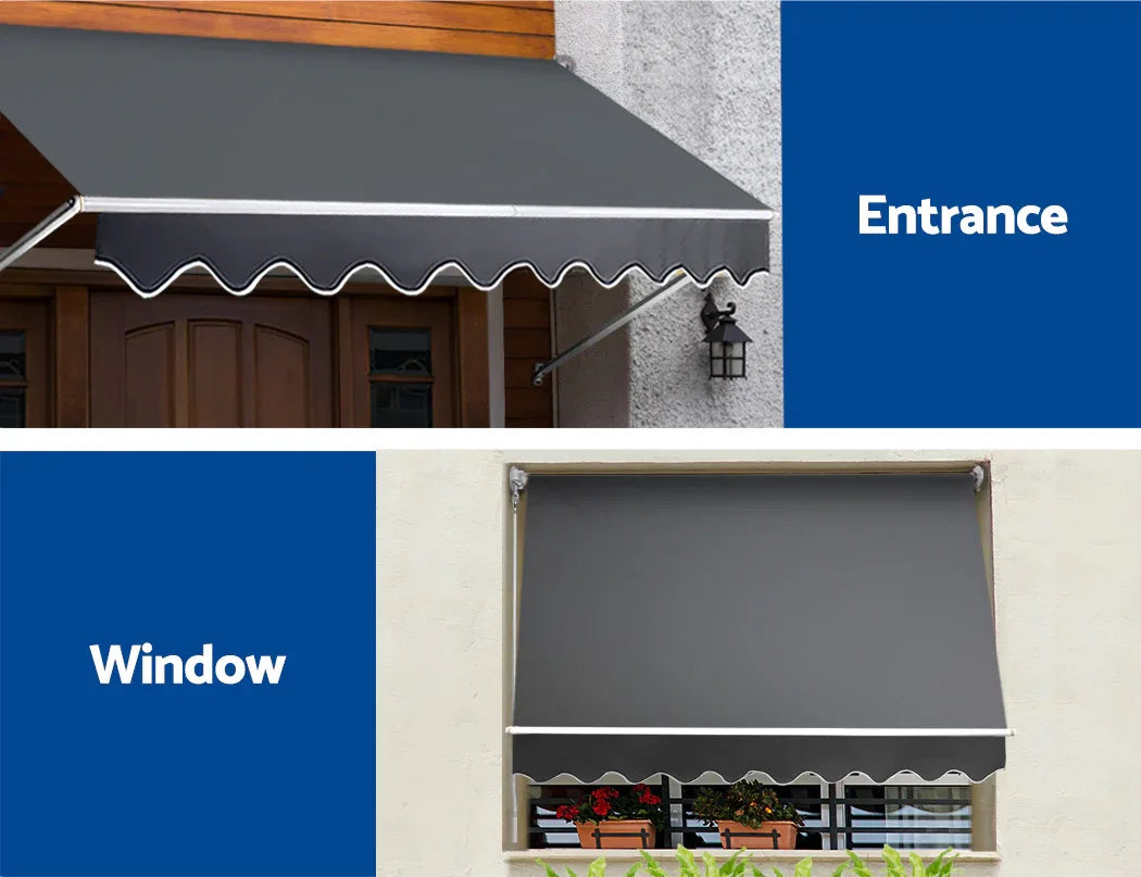 Instahut Window Fixed Pivot Arm Awning Patio Outdoor Blinds Retractable 2.8X2.1M - Mekamart Australia