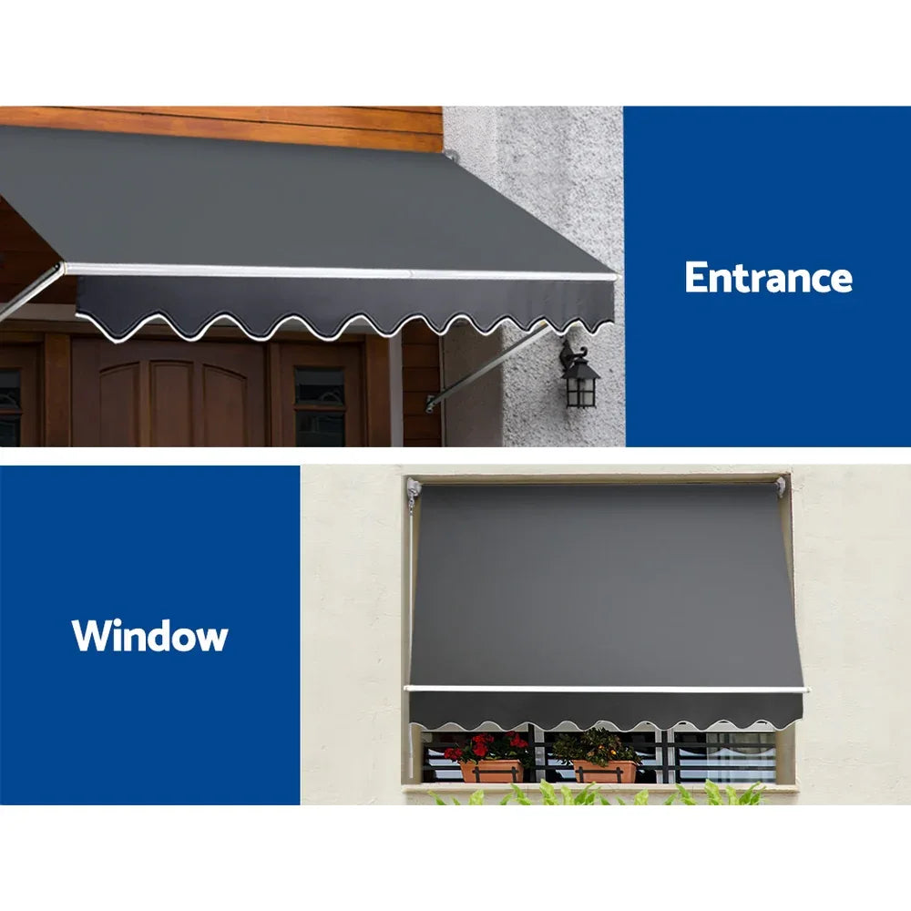 Instahut Window Fixed Pivot Arm Awning Outdoor Blinds Retractable Canopy3.1X2.1M - Mekamart Australia