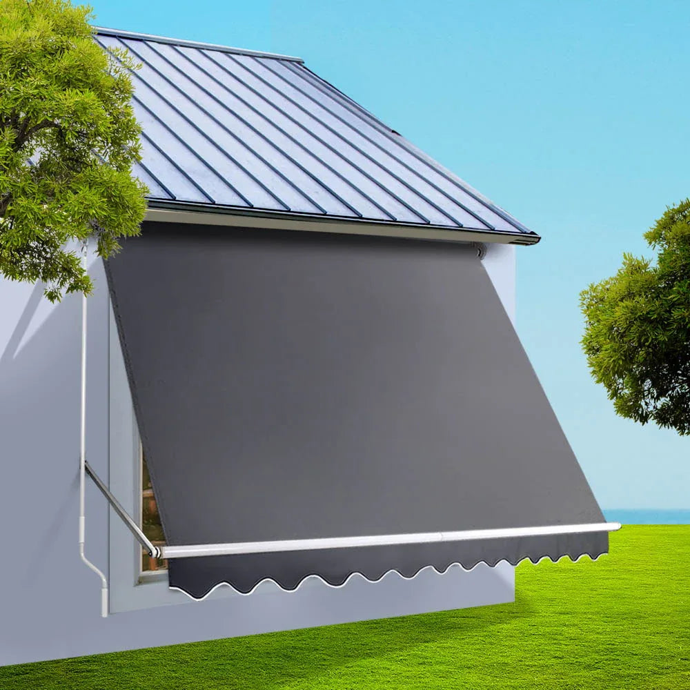 Instahut Window Fixed Pivot Arm Awning Outdoor Blinds Retractable Canopy3.1X2.1M - Mekamart Australia