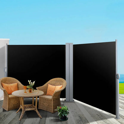 Instahut Side Awning Outdoor Blinds Sun Shade Retractable Screen 2X6M BK - Mekamart Australia