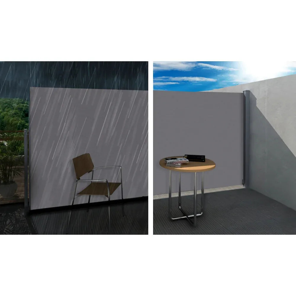 Instahut Side Awning Sun Shade Outdoor Blinds Retractable Screen 1.4X3M GR - Mekamart Australia