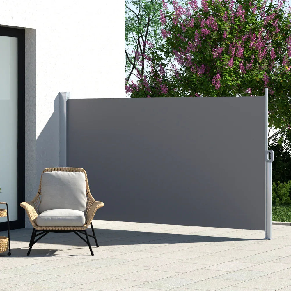 Instahut Side Awning Sun Shade Outdoor Retractable Privacy Screen 1.8X3M Grey - Mekamart Australia