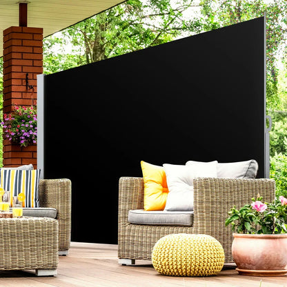 Instahut Side Awning Sun Shade Outdoor Retractable Privacy Screen 2X3M Black - Mekamart Australia
