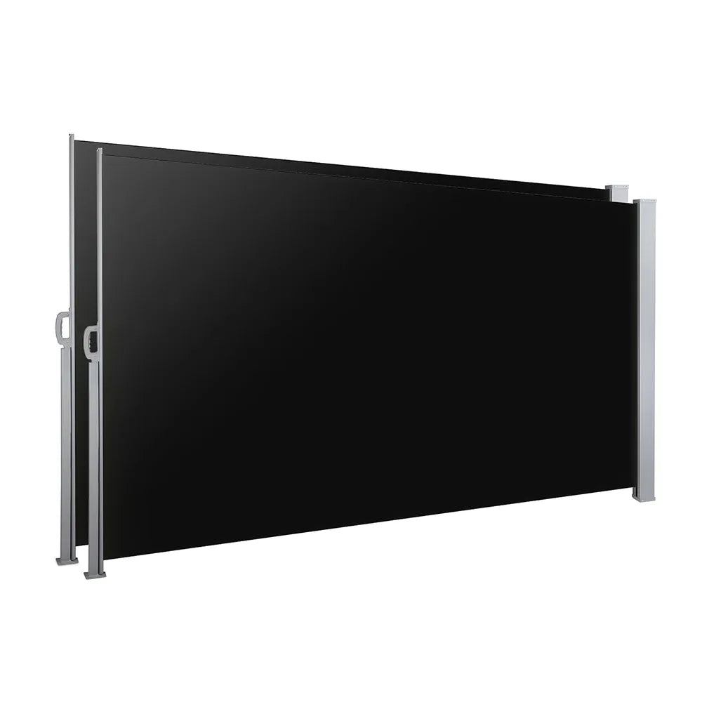 Instahut Side Awning Sun Shade Outdoor Retractable Privacy Screen 2X3M Black X2 - Mekamart Australia