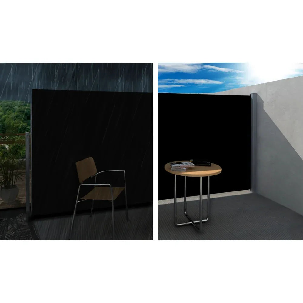 Instahut Side Awning Sun Shade Outdoor Retractable Privacy Screen 2X3M Black X2 - Mekamart Australia