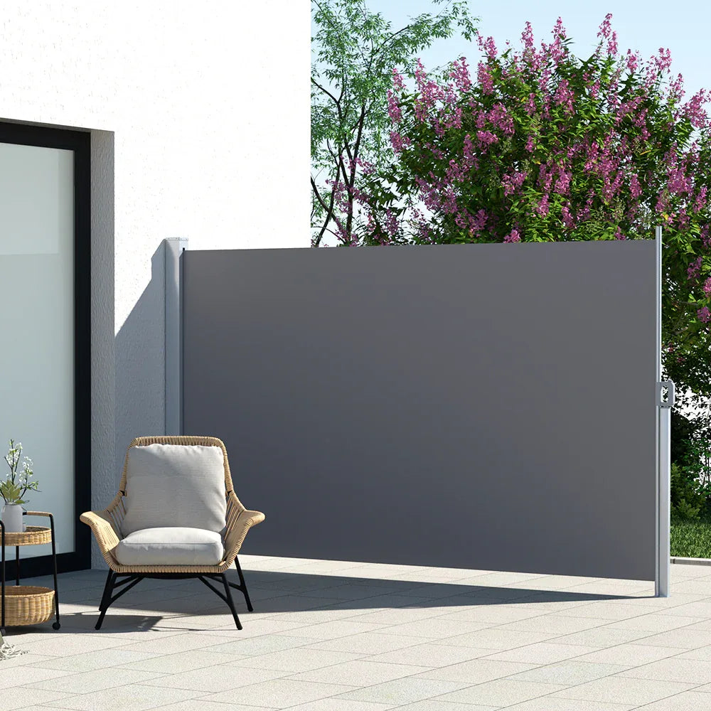 Instahut Side Awning Sun Shade Outdoor Retractable Privacy Screen 2X3M Grey - Mekamart Australia