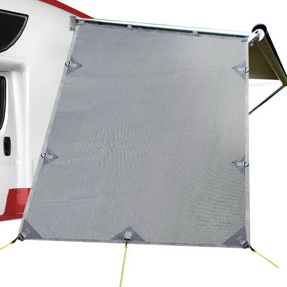 Caravan Privacy Screen Roll Out Awning 1.95 x 2.2M Sun Shade End Wall Side Grey - Mekamart Australia