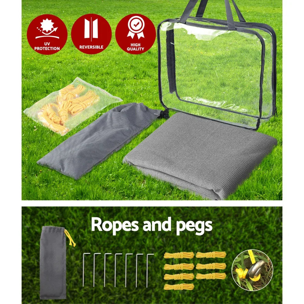 Caravan Privacy Screen Roll Out Awning 1.95 x 2.2M Sun Shade End Wall Side Grey - Mekamart Australia