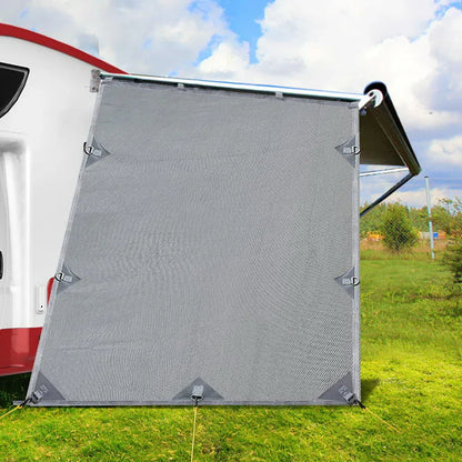 Caravan Privacy Screen Roll Out Awning 1.95 x 2.2M Sun Shade End Wall Side Grey - Mekamart Australia