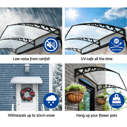 Instahut Window Door Awning 1mx1m Transparent Panel - Mekamart Australia