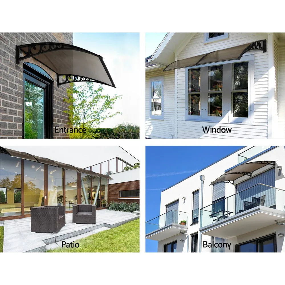 Instahut Window Door Awning 1mx1m Brown - Mekamart Australia