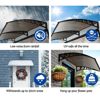 Instahut Window Door Awning 1mx1m Brown - Mekamart Australia