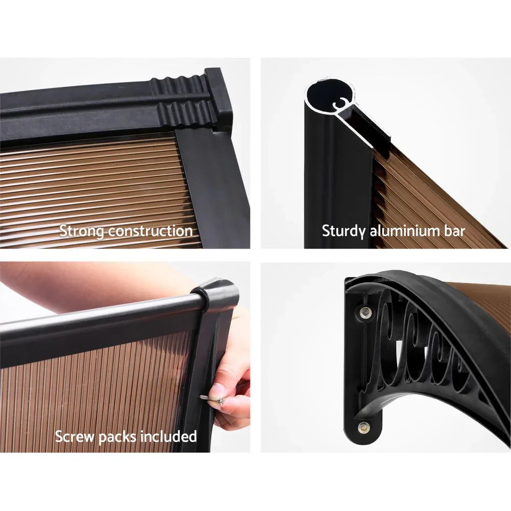 Instahut Window Door Awning 1mx1m Brown - Mekamart Australia