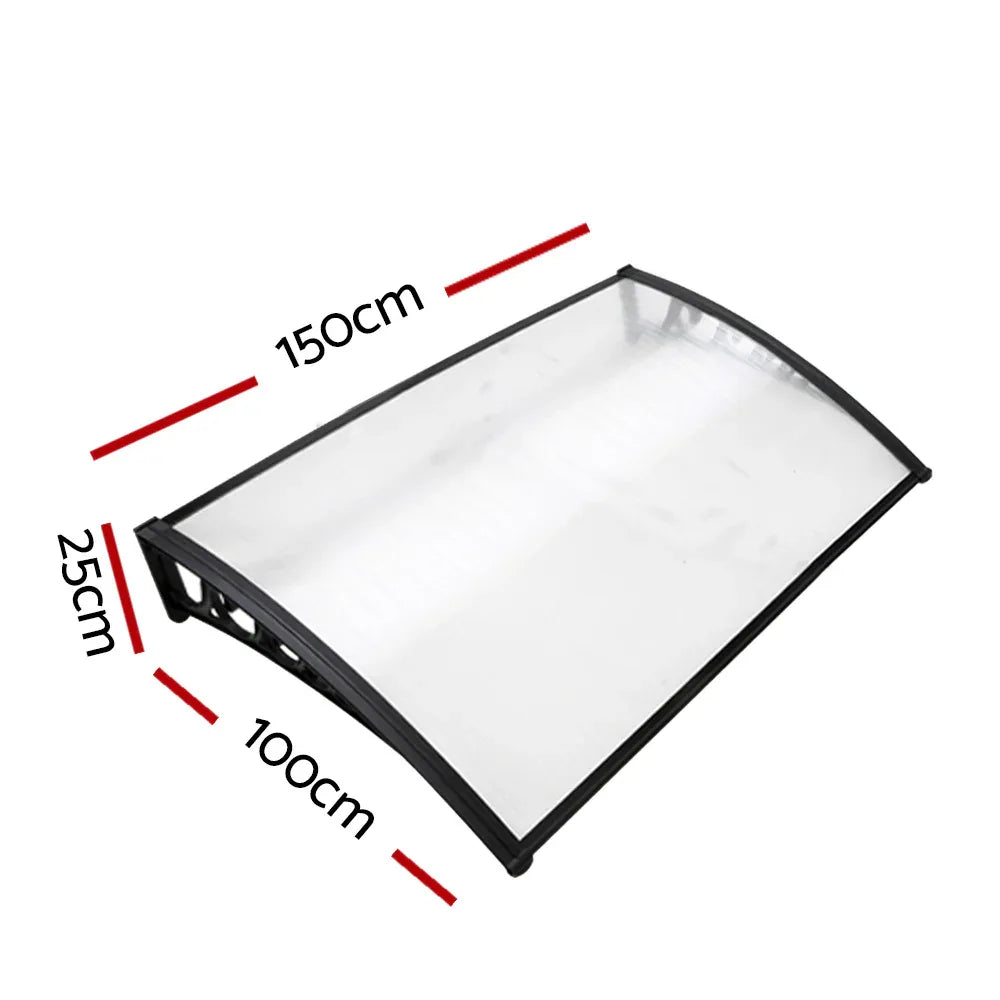 Instahut Window Door Awning 1mx1.5m Transparent - Mekamart Australia