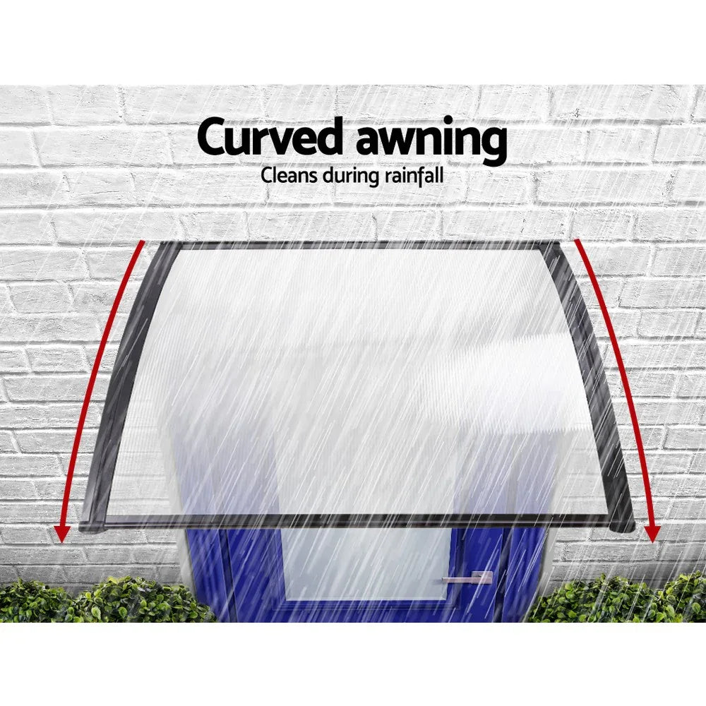 Instahut Window Door Awning 1mx1.5m Transparent - Mekamart Australia