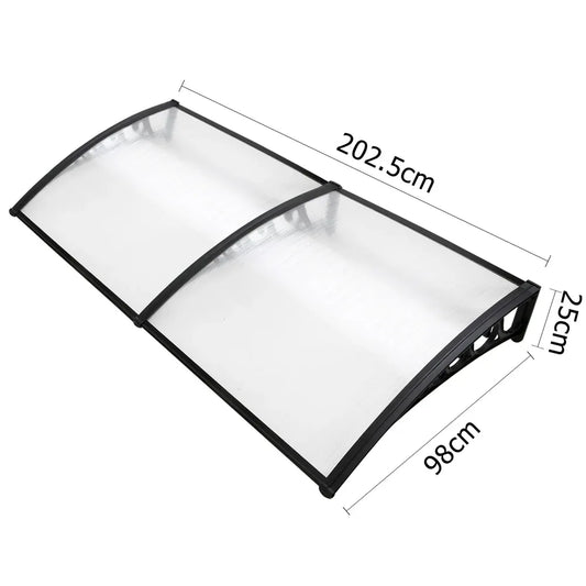 Instahut Window Awning Door Canopy 1mx2m Transparent - Mekamart Australia