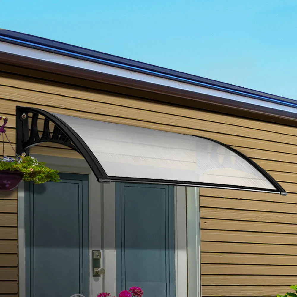 Instahut Window Awning Door Canopy 1mx2m Transparent - Mekamart Australia