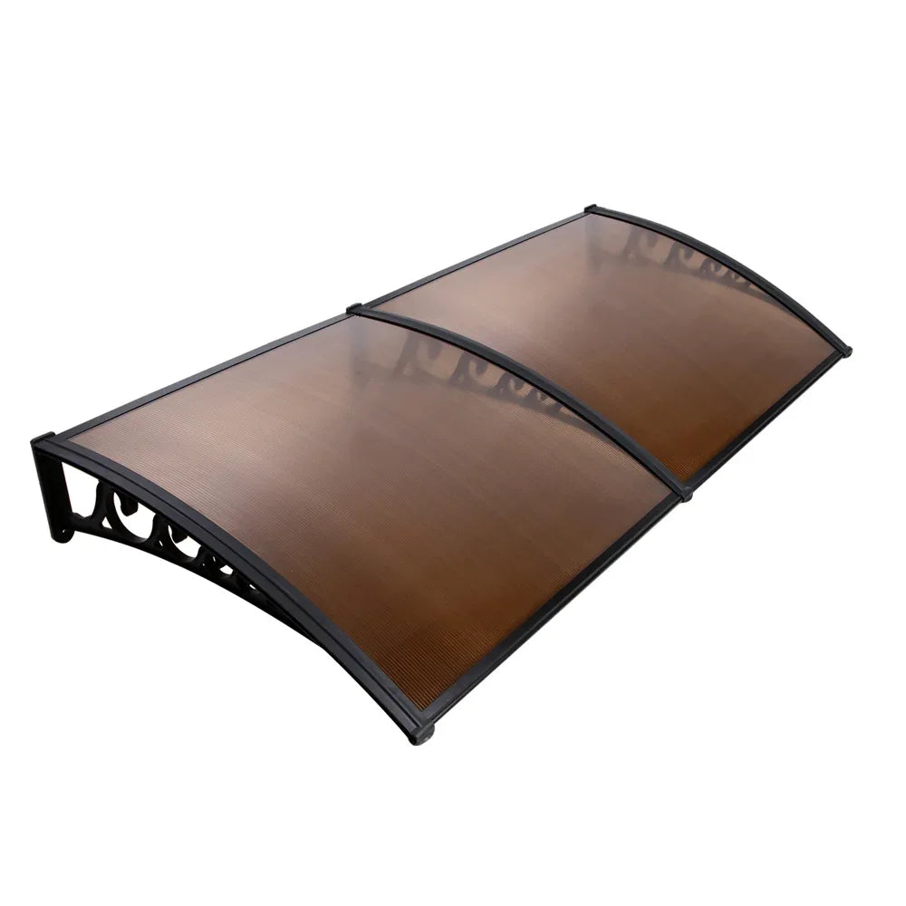 Instahut Window Awning Door Canopy 1m x 2m Brown - Mekamart Australia
