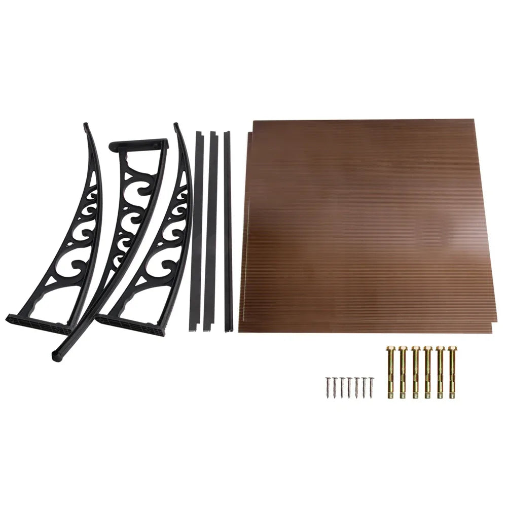 Instahut Window Awning Door Canopy 1m x 2m Brown - Mekamart Australia