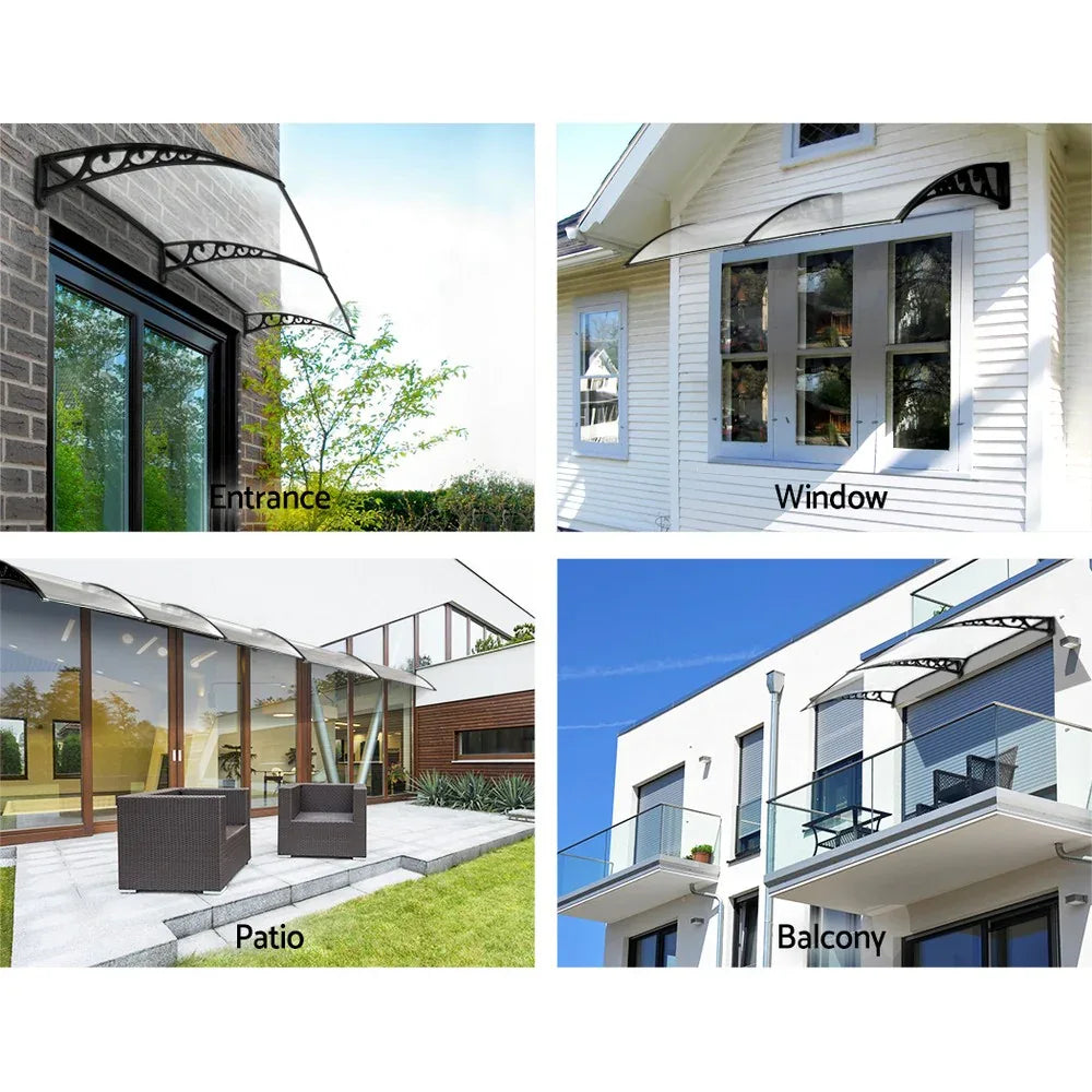 Instahut Window Door Awning 1mx2.4m Transparent - Mekamart Australia