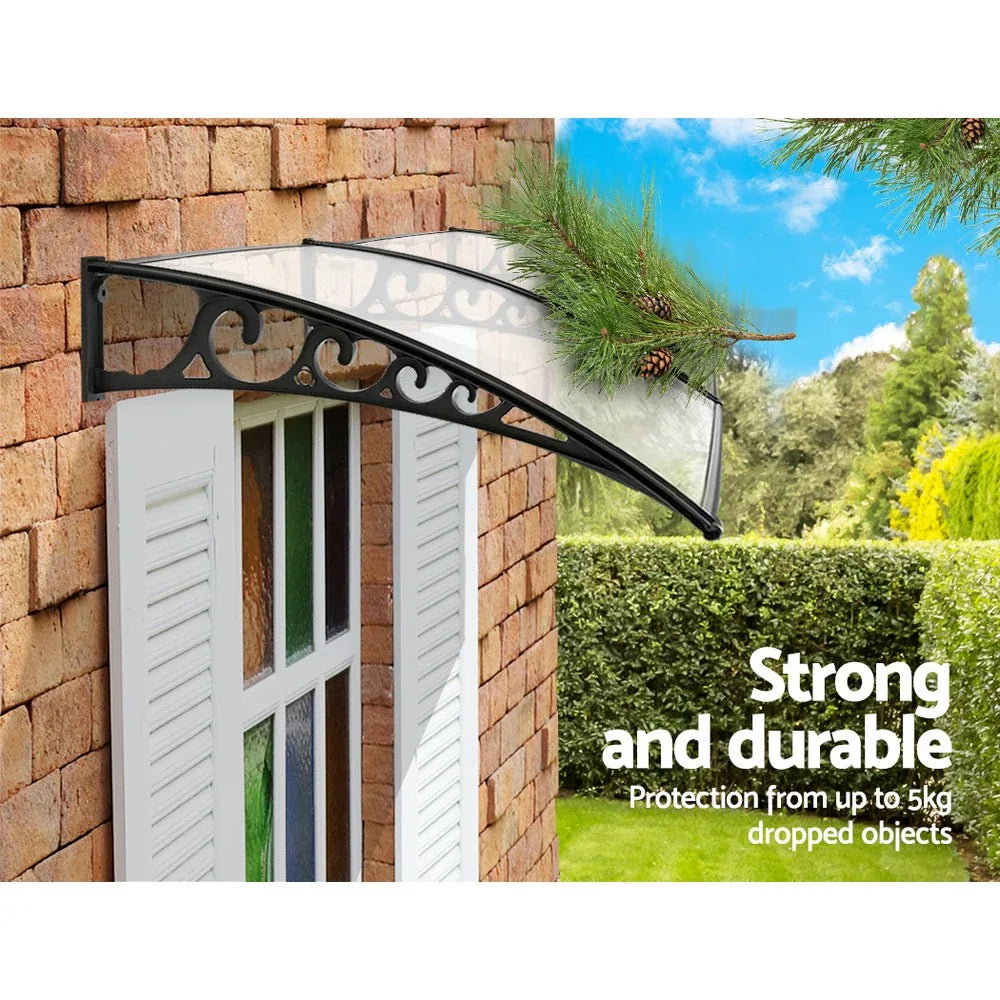 Instahut Window Door Awning 1mx2.4m Transparent - Mekamart Australia