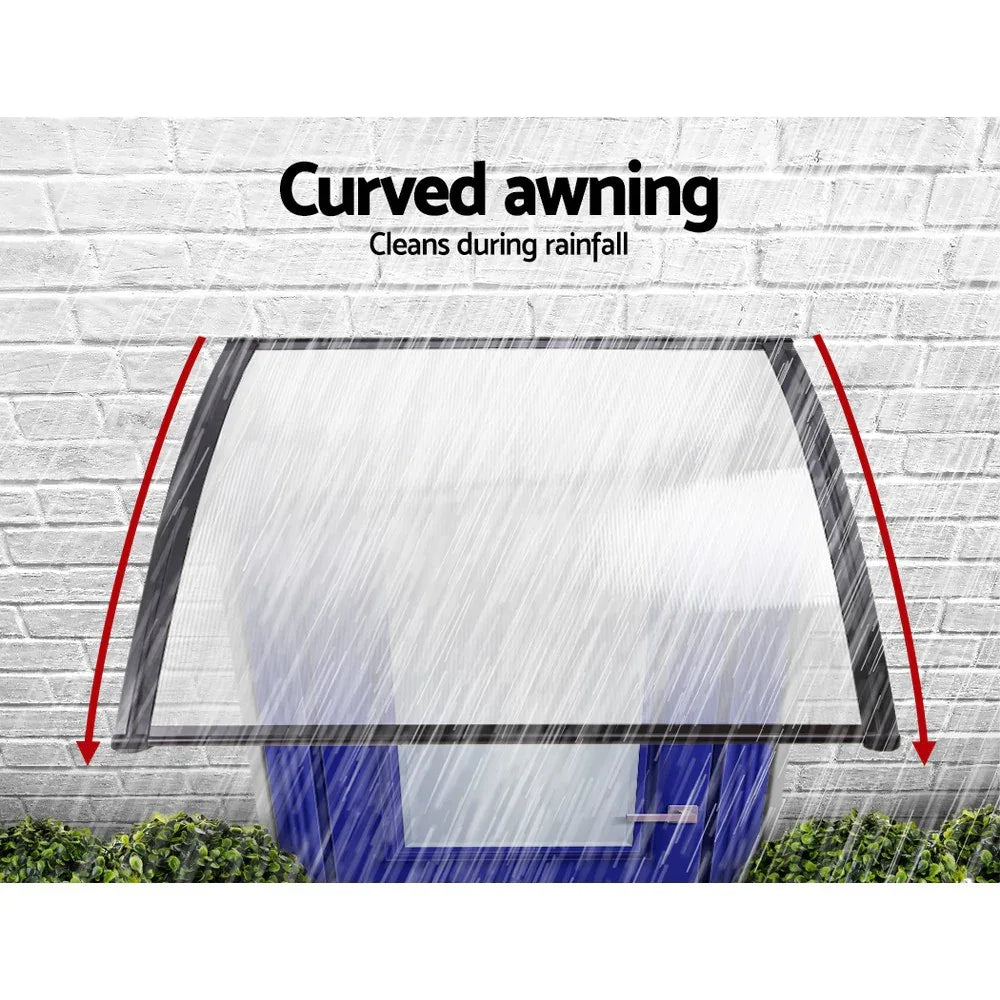 Instahut Window Door Awning 1mx2.4m Transparent - Mekamart Australia