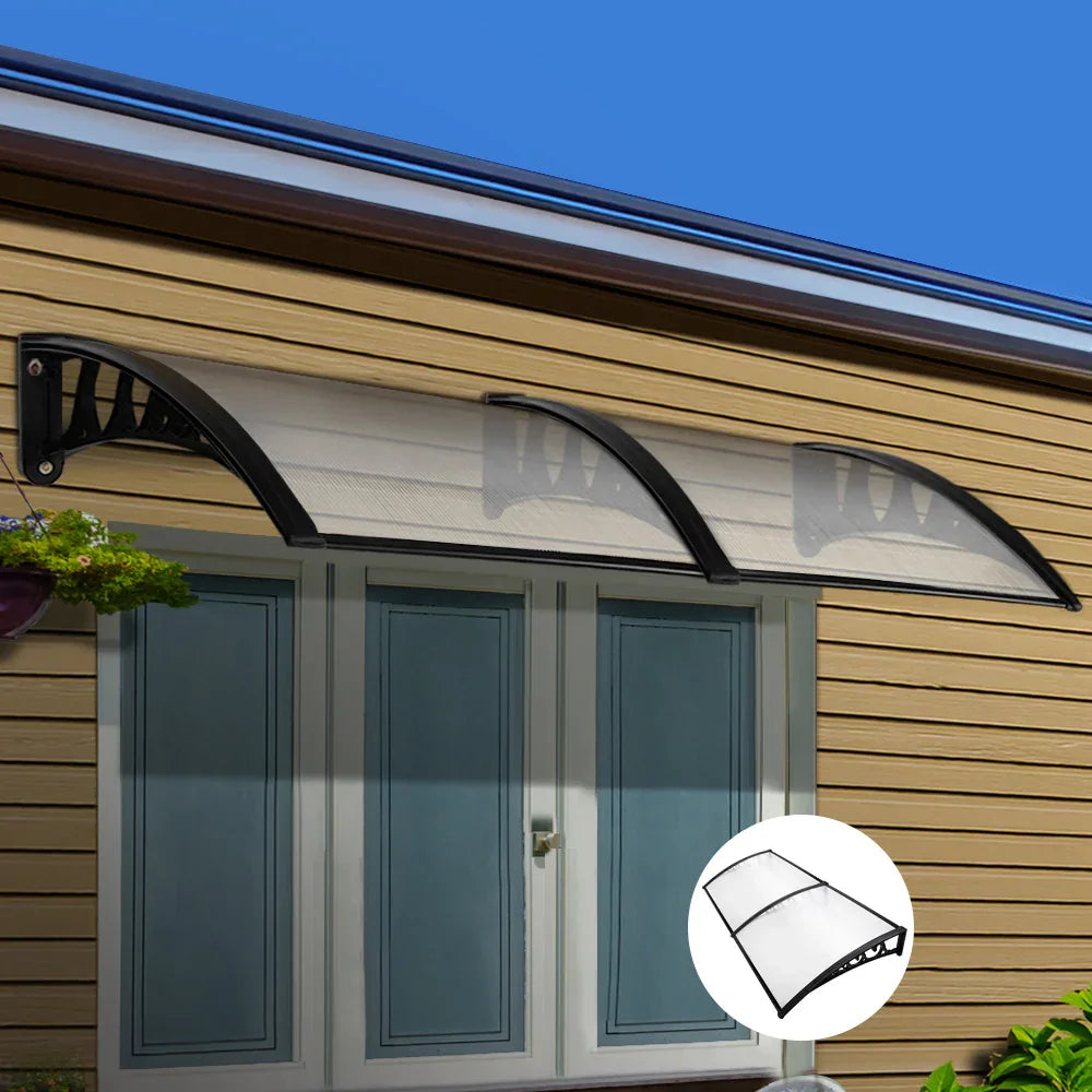 Instahut Window Door Awning 1mx2.4m Transparent - Mekamart Australia