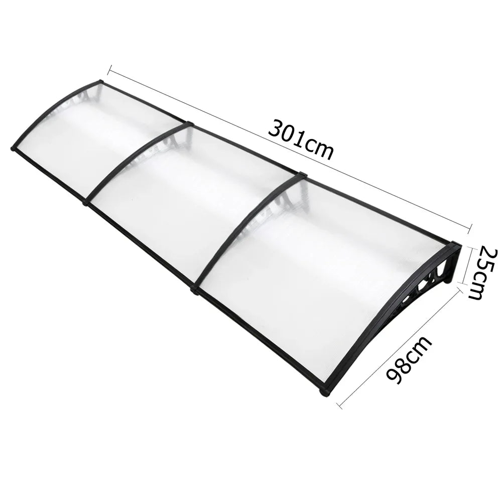 Instahut Window Door Awning 1mx3m Transparent - Mekamart Australia