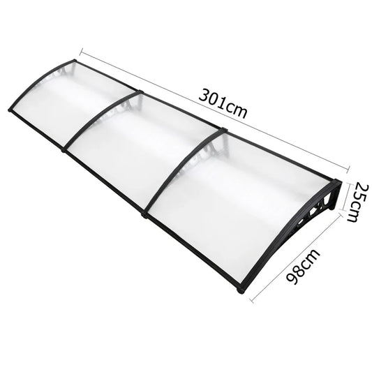 Instahut Window Door Awning 1mx3m Transparent - Mekamart Australia