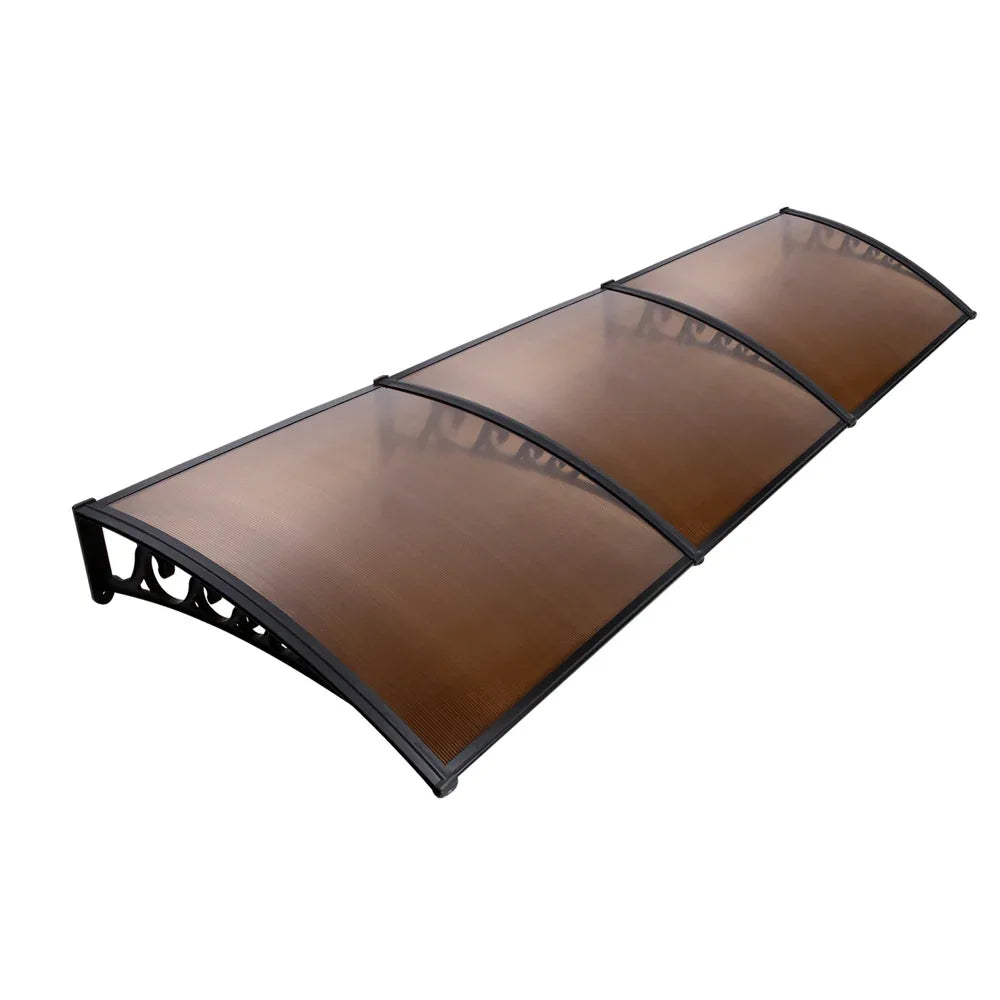 Instahut Window Door Awning 1mx3m Brown - Mekamart Australia