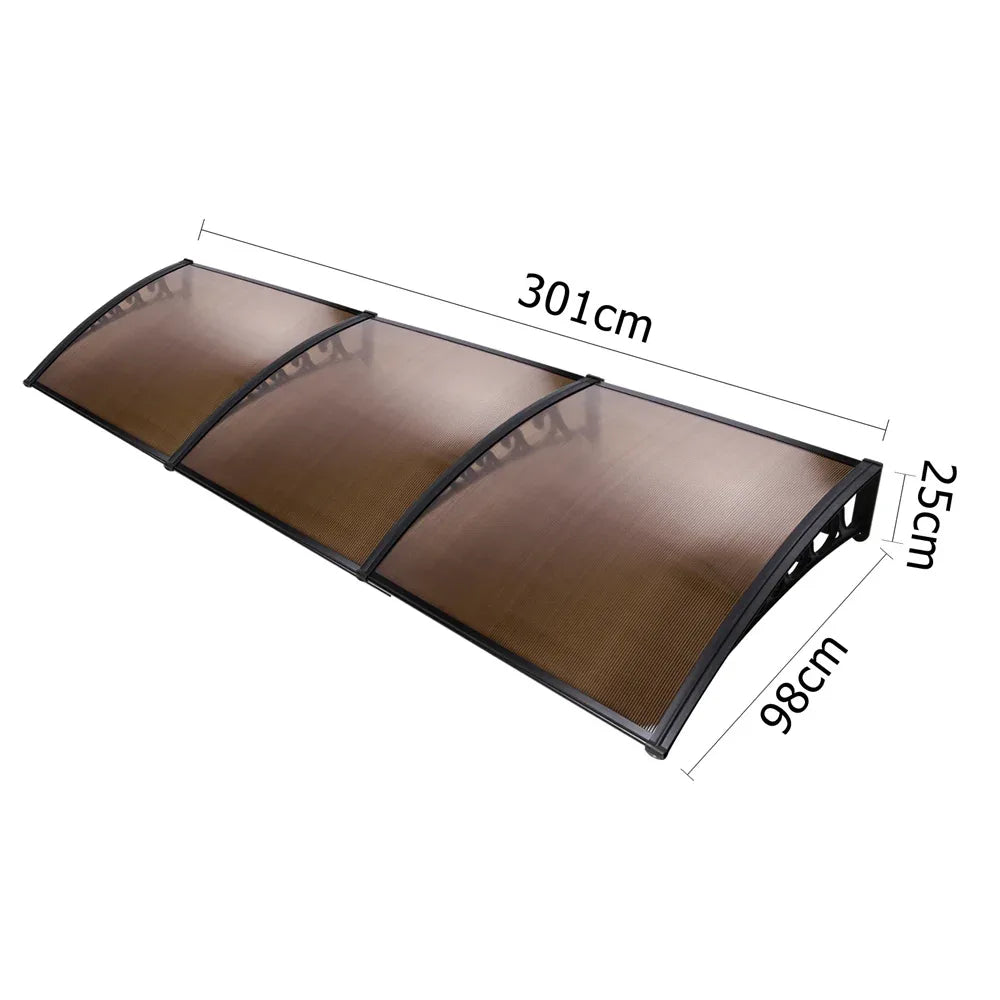 Instahut Window Door Awning 1mx3m Brown - Mekamart Australia