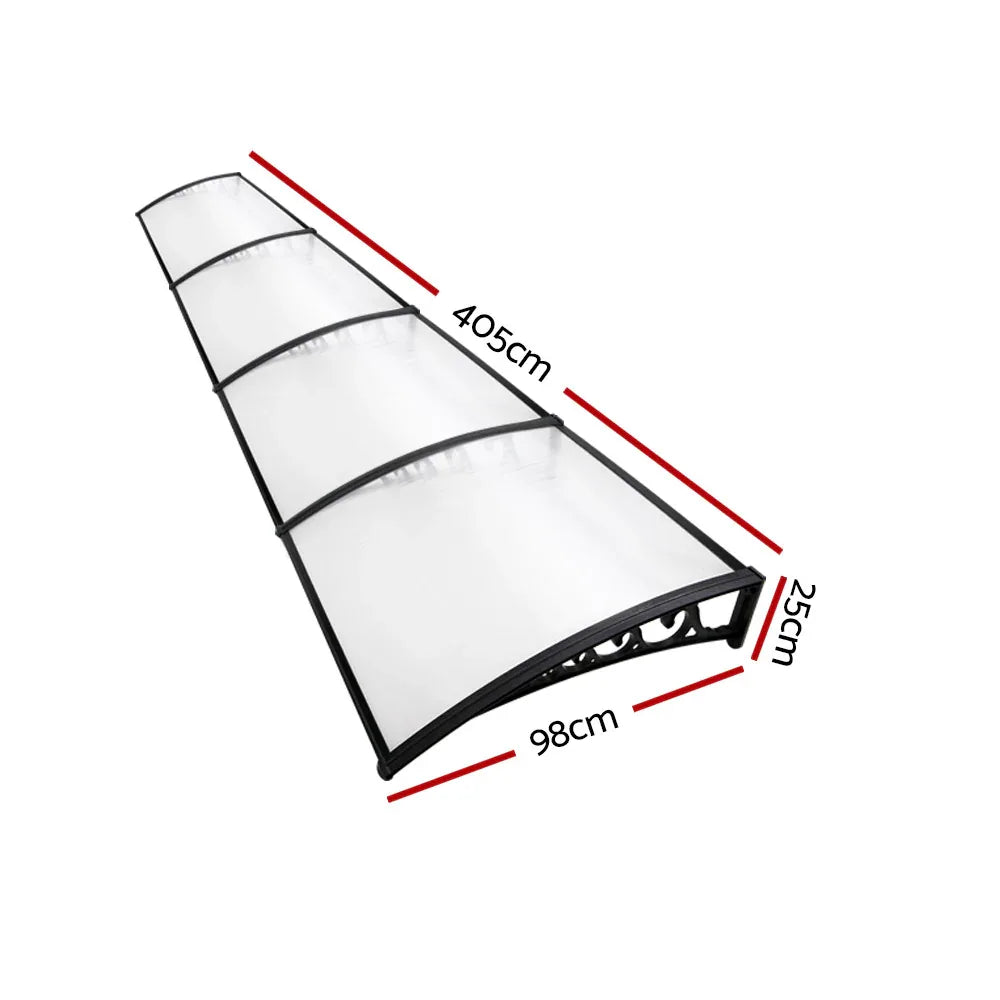 Instahut Window Door Awning 1mx4m Transparent - Mekamart Australia