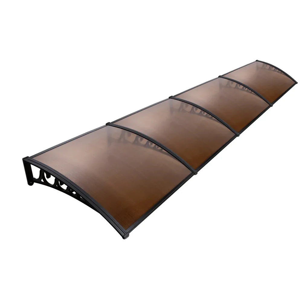 Instahut Window Door Awning 1mx4m Brown - Mekamart Australia