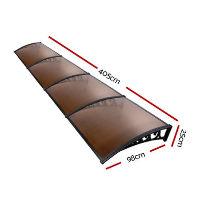 Instahut Window Door Awning 1mx4m Brown - Mekamart Australia
