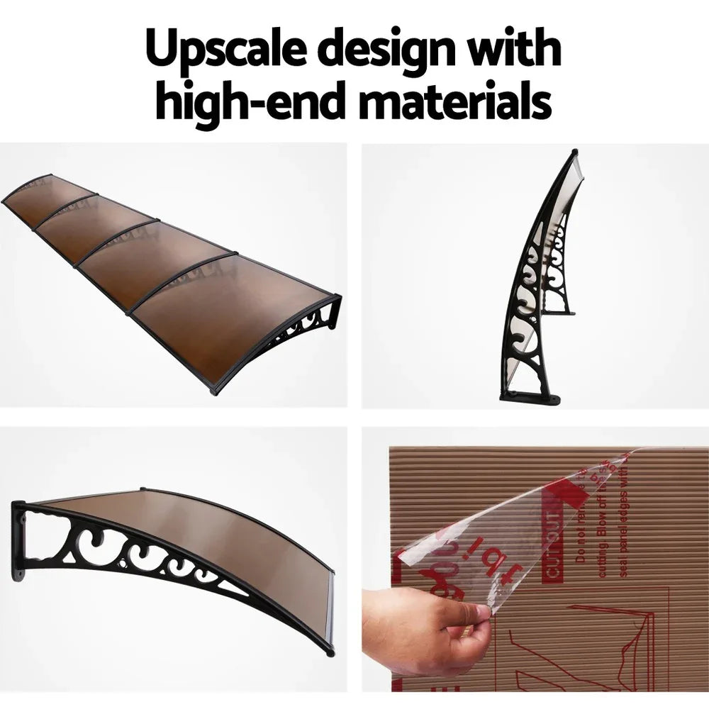 Instahut Window Door Awning 1mx4m Brown - Mekamart Australia