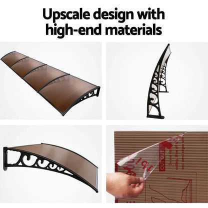 Instahut Window Door Awning 1mx4m Brown - Mekamart Australia
