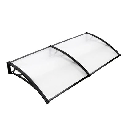 Instahut Window Door Awning Canopy 1mx2m Transparent Sheet Black Plastic Frame - Mekamart Australia