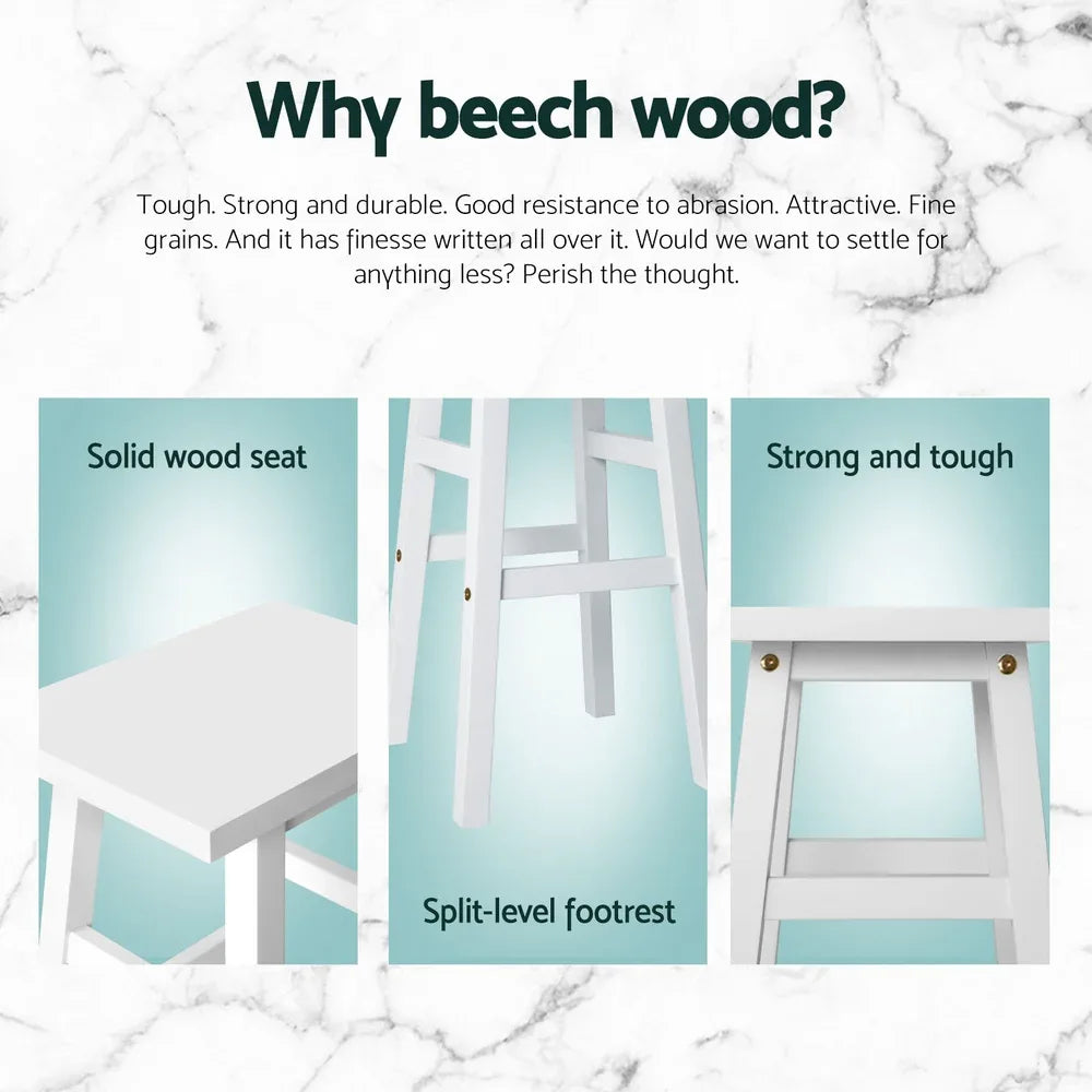 Artiss 4x Bar Stools Kitchen Chairs Wooden White - Mekamart Australia