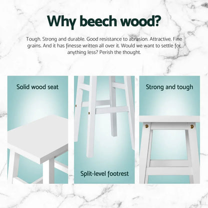 Artiss 4x Bar Stools Kitchen Chairs Wooden White - Mekamart Australia