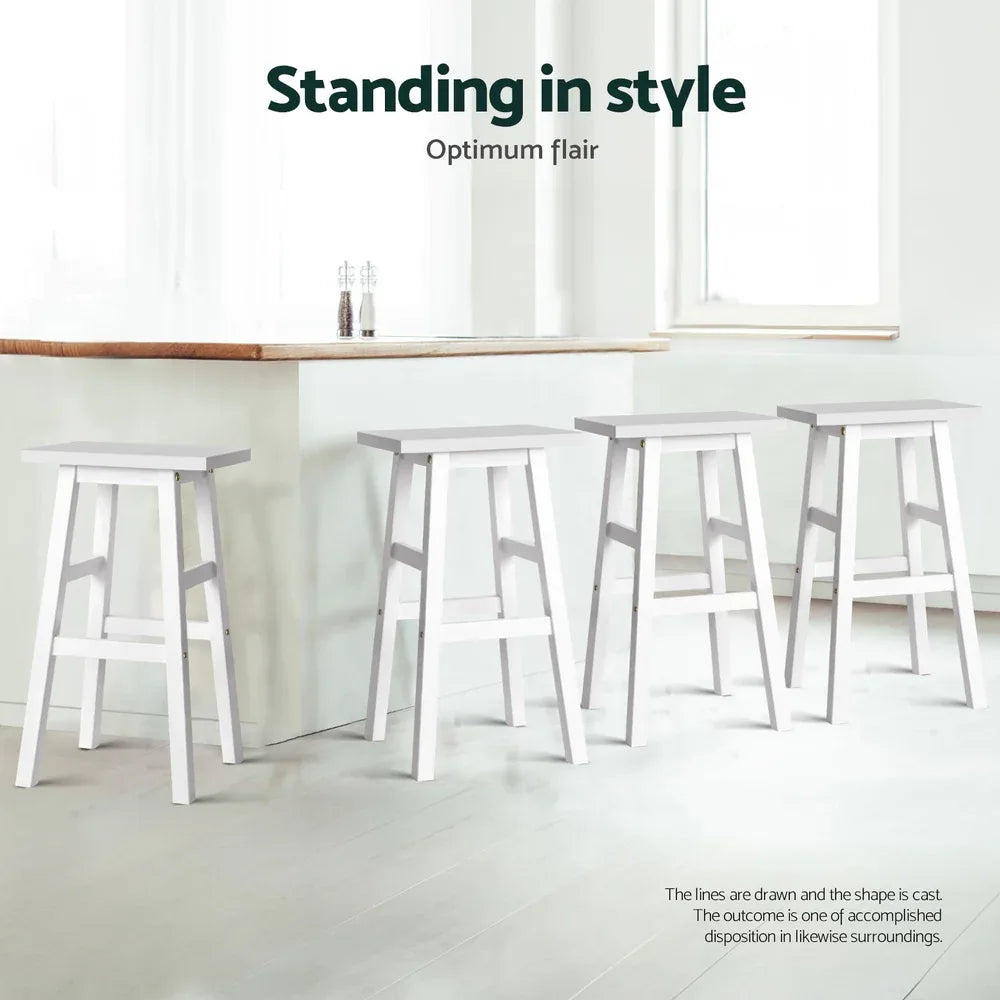 Artiss 4x Bar Stools Kitchen Chairs Wooden White - Mekamart Australia